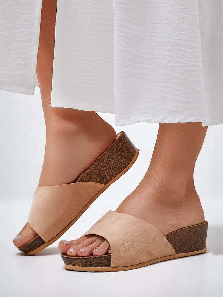 Royalfashion Women's sandals on a low wedge Maderas