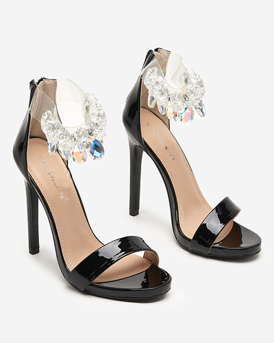 Black women's sandals on a high heel - Shoes