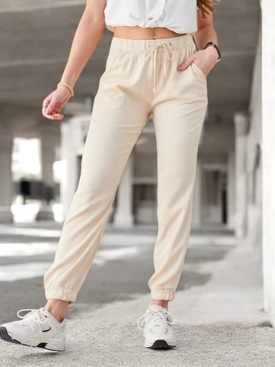 Elegant Women's Aura Beige Lyocell Joggers - Comfort and Style for Every Day
