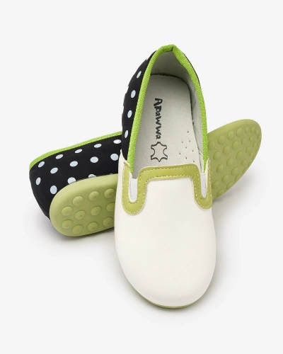 White girls' eco leather pea-print half shoes Rellme- Footwear