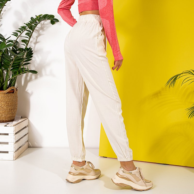 Cream women's joggers - Clothing