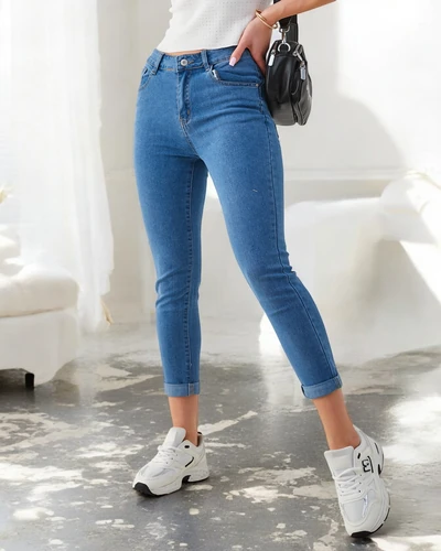 Royalfashion Women's cotton tapered jeans