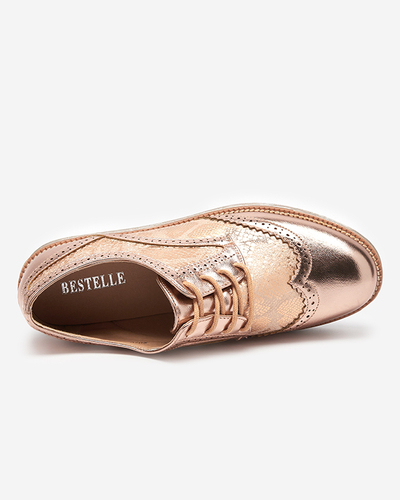 OUTLET Pink and gold women's shoes with snake skin inserts Fin - Footwear