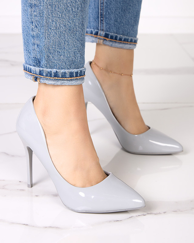 Gray women's lacquered pumps on a high heel Merier - Clothing