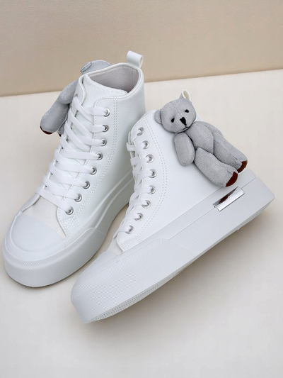 Royalfashion Women's high-top sneakers with Tedi bear