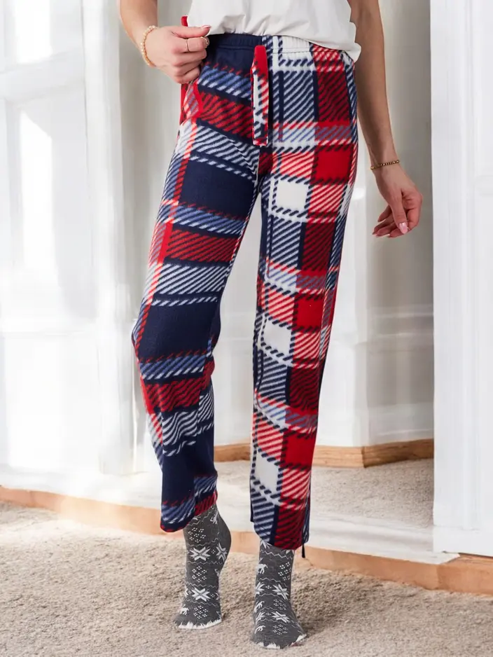 Royalfashion Kokvilnas Ziemassvētku sieviešu bikses no pārbaudītām pidžamām