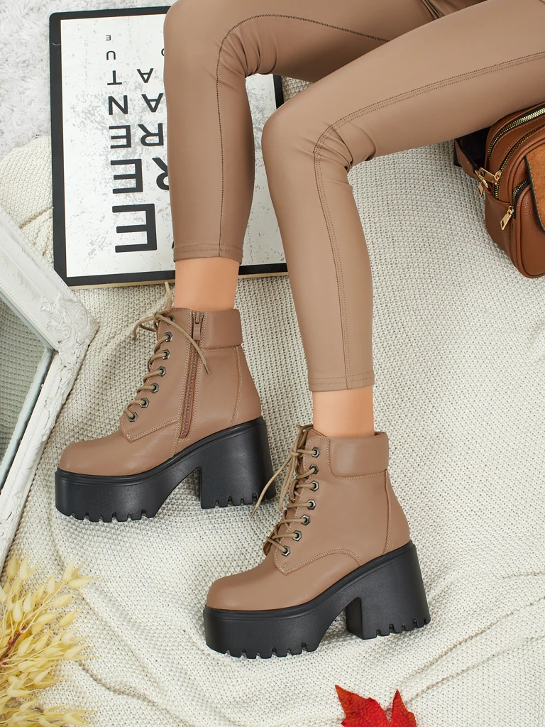 Women's Faux Suede Ankle Boots with Block Heel and Platform Tavlissa