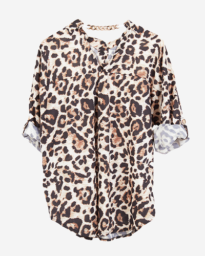 Ladies' leopard print shirt with chain - Clothing