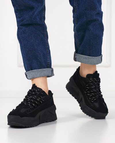 Black women's sports shoes sneakers on an indoor wedge Neritis - Footwear