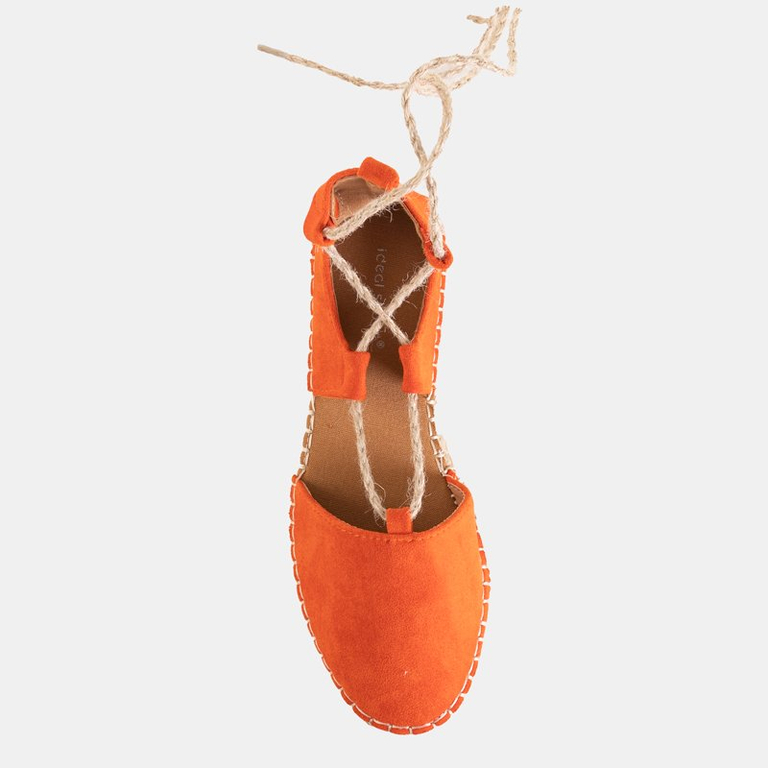 Orange women's tied espadrilles Lasoria - Footwear