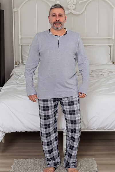 Royalfashion Men's checkered cotton pajamas PLUS SIZE