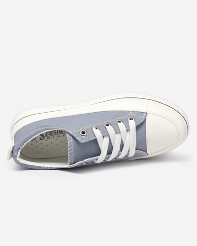 OUTLET Blue and gray women's sneakers on the Veritar platform - Footwear
