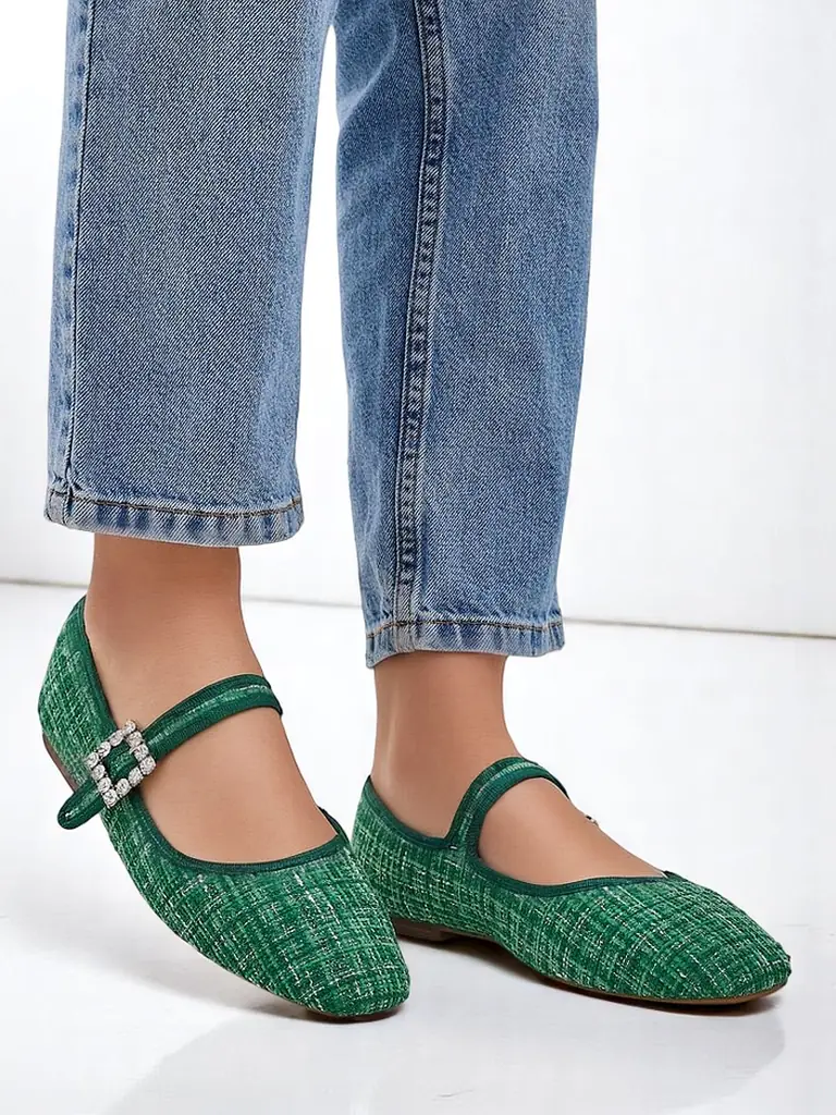 Женские ballet flats Royalfashion в клетку с пряжкой и ремешком Riffos