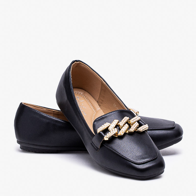 Черные женские лоферы с украшением Krelizo