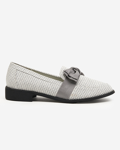OUTLET Gray and white women's Lukisto houndstooth loafers - Shoes