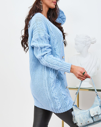 Royalfashion Blue long unbuttoned sweater with buttons
