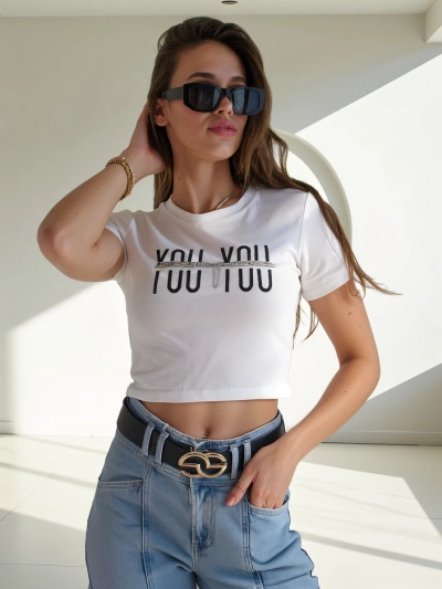 Royalfashion Хлопковый женский топ с надписью