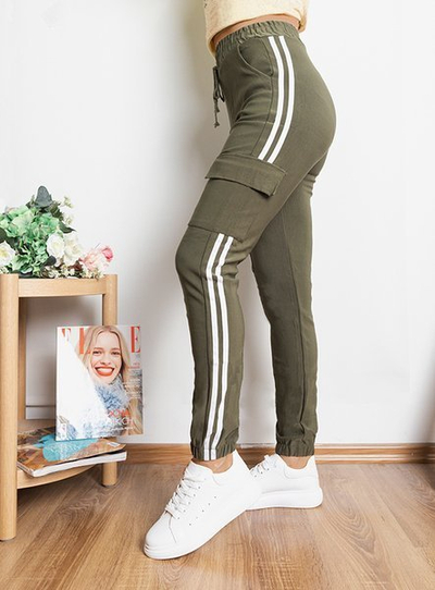 Women's green tracksuits with stripes - Clothing