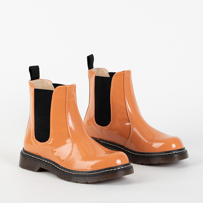 Orange patent leather women's boots Lensi- Footwear