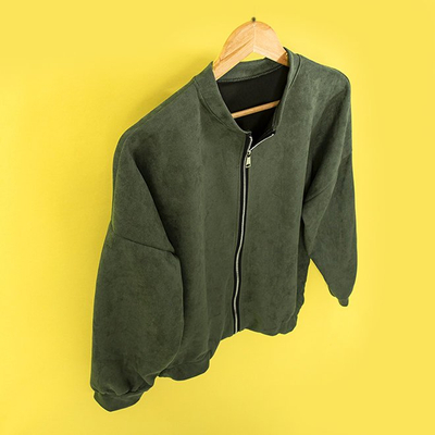 Green suede jacket for women - Clothing