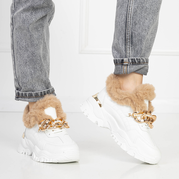 Sports white women's shoes with fur Flixi - Footwear