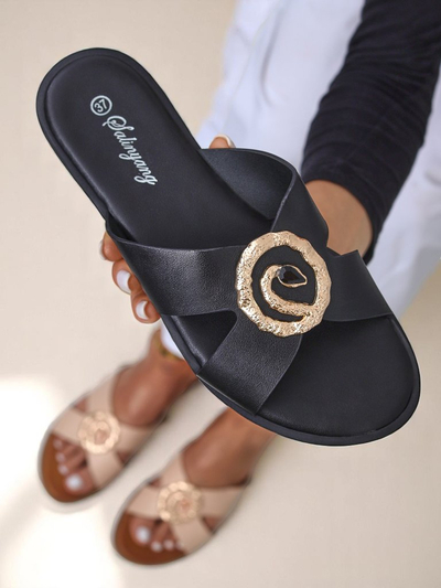 Royalfashion Women's Flat Flip-Flops Golden Step