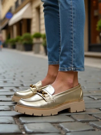 Royalfashion Женские мокасины с золотым покрытием Goldlove