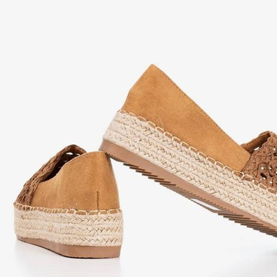 OUTLET Brązowe espadryle na platformie Lepusa - Obuwie