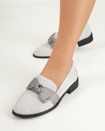 OUTLET Gray and white women's Lukisto houndstooth loafers - Shoes