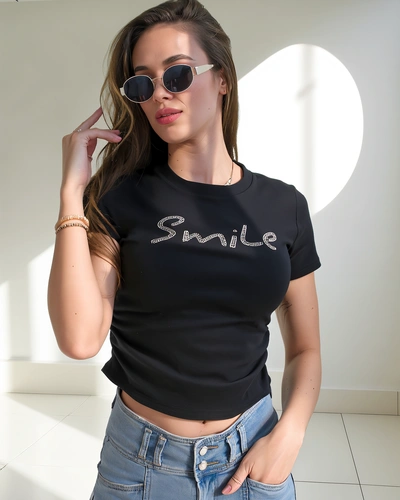 Royalfashion Sieviešu kokvilnas blūze ar uzrakstu