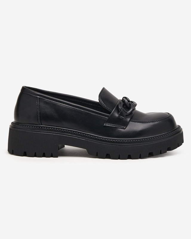 OUTLET Black eco-leather women's shoes with a chain Konera - Footwear