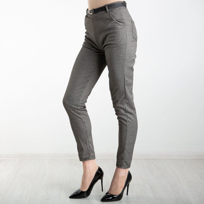 Spodnie w brązową pepitkę PLUS SIZE - Spodnie