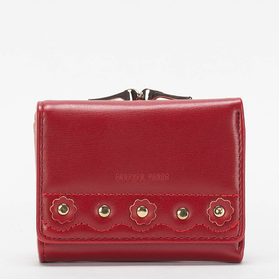 Red Small Women's Wallet with Flowers - Accessories