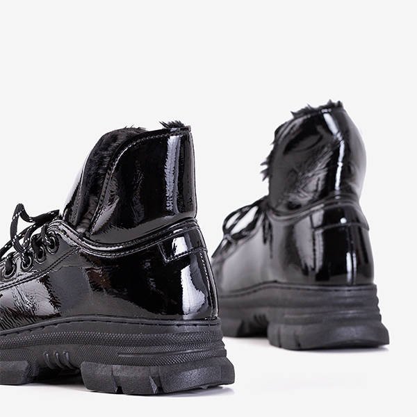 Black lacquered women's boots from Rostorie - Footwear