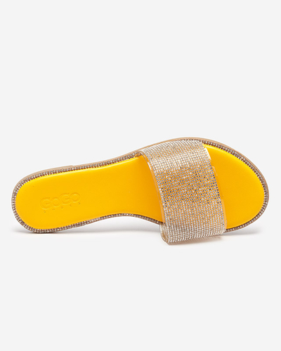 Yellow women's slippers with cubic zirconia Verina - Footwear