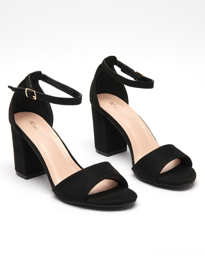 Black women's eco-suede sandals on the Mokafi post - Footwear