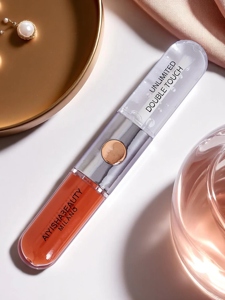 2-vienā Lūpu krāsa un caurspīdīga lūpu spīdums Burkānu zelts