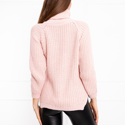 Women's pink turtleneck sweater - Clothing