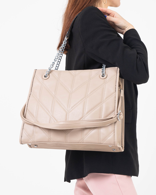 Элегантная бежевая сумочка с ручками-цепочками - Аксессуары