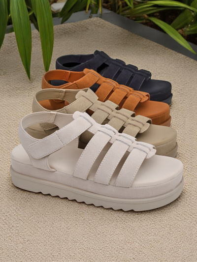 Женские сандалии Heraclea Royalfashion на платформе черные из экокожи