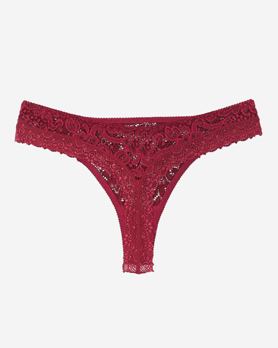 Women's thong panties made of burgundy lace - Underwear