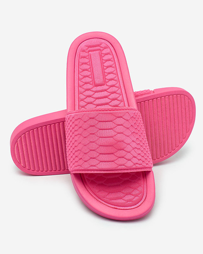 Women's fuchsia slippers with Galite embossing - Footwear