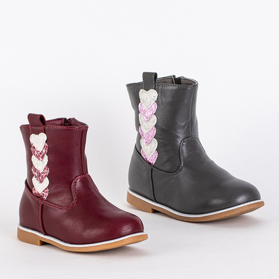 Gray girls boots with a decorative upper Noksimi - Footwear