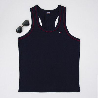 Cotton navy blue men's sleeveless shirt - Clothing