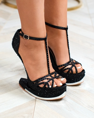Black women's pumps with zircons Nekko- Footwear