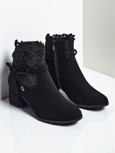 Diana Black Elegant Autumn Ankle Boots