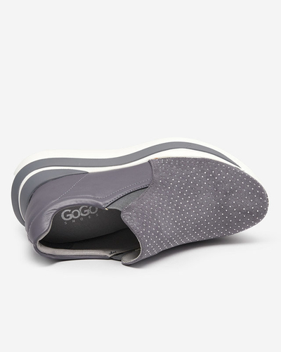 OUTLET Gray women's sneakers with a hidden wedge Elema - Footwear