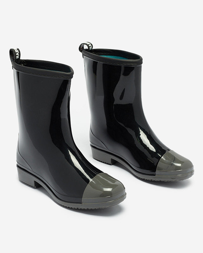 Black lacquered women's wellingtons with gray nose Xolina- Footwear