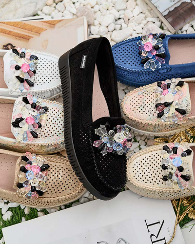 Royalfashion Sieviešu ažūra mokasīni ar pērlītēm Nasfali