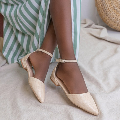 Beige women's flat-heeled ballerinas Wilena - Shoes